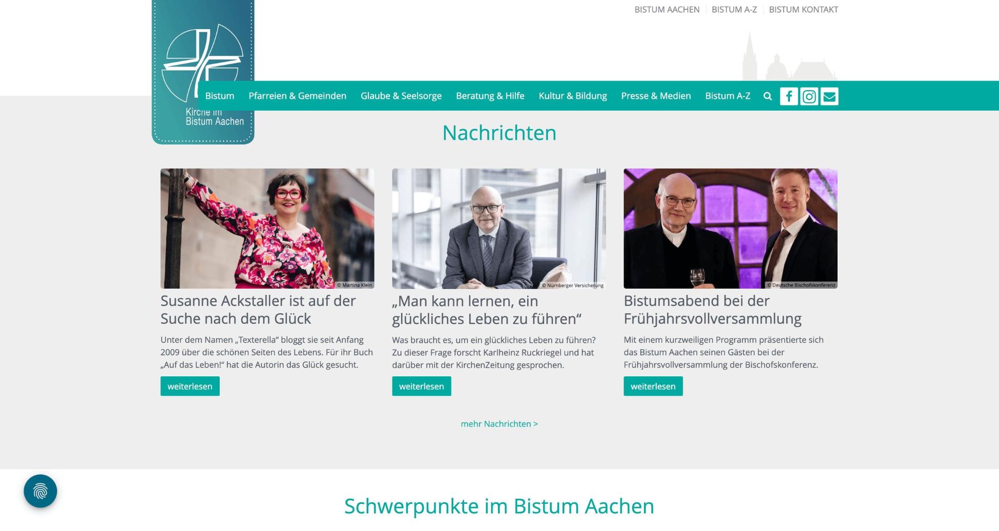 Homepage of the Diocese of Aachen